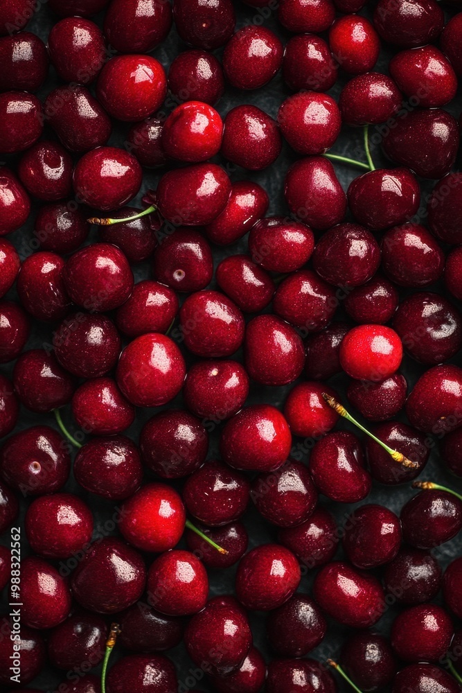 Fresh Ripe Red Cherries Background - Close-Up of Juicy and Vibrant Summer Fruit Fresh Ripe Red Cherries Background - Close-Up of Juicy and Vibrant Summer Fruit