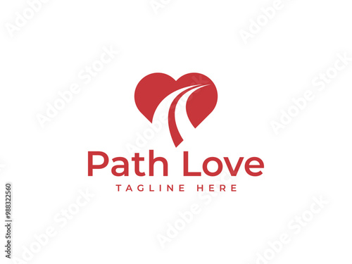 love path logo vector illustration. heart path logo template