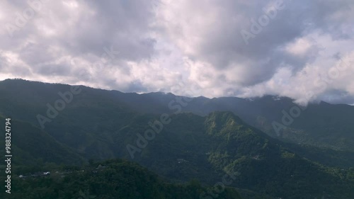 Wallpaper Mural Above Tropical Forest in Mountains Aerial Outdoor. Sunrise Tropical Greenery Wet Trees. Cinematic View Flight in Beauty Outdoors Scene. Fly Drone on Asian Nature Peak. Fresh Air Condensation Planet 4k Torontodigital.ca