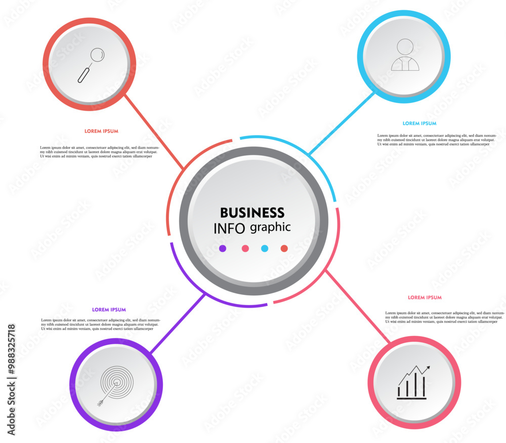 Vector business infographic design template with icons and 4 options or steps. Can be used for process diagrams, presentations. Vector business infographic design template with icons and 4 options or steps. Can be used for process diagrams, presentations.