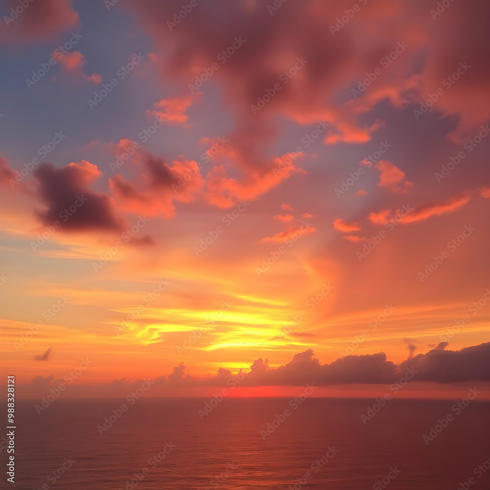 Beautiful shot of the sunset with colorful clouds above the sea Beautiful shot of the sunset with colorful clouds above the sea