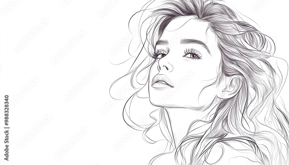 Line art illustration of a beautiful girl sketch Line art illustration of a beautiful girl sketch