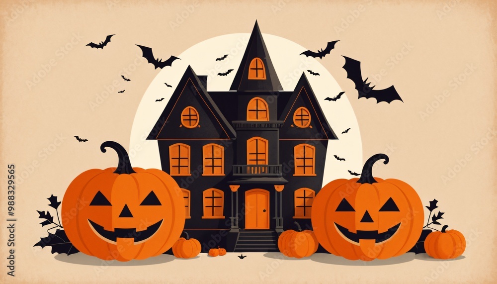 illustration of a Halloween night with moon and pumpkin background illustration of a Halloween night with moon and pumpkin background