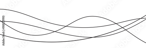 Thin line wavy background. Abstract black lines wave curve motion on white background vector. EPS 10.