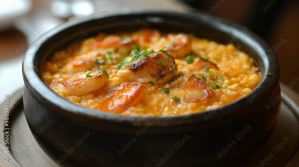 Enjoying Arroz Caldoso con Bogavante at the restaurant. Enjoying Arroz Caldoso con Bogavante at the restaurant.