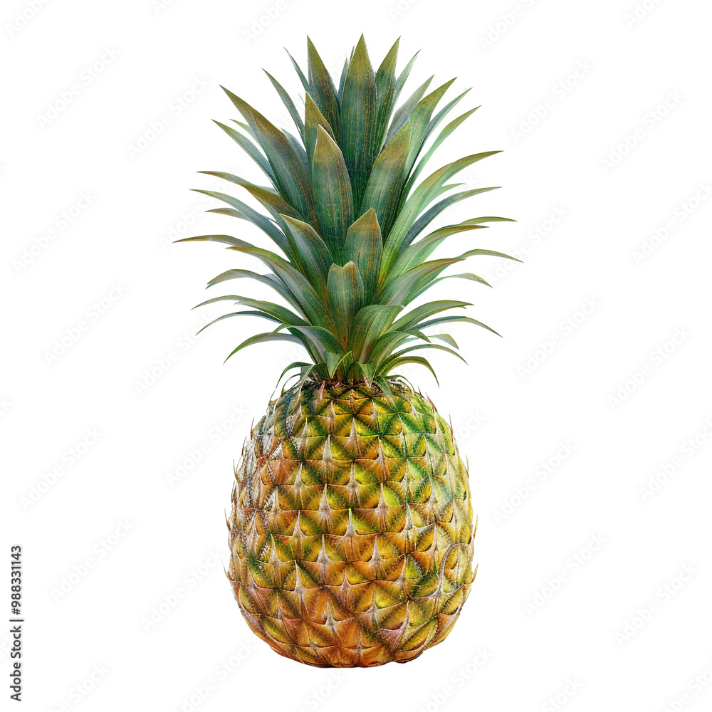 Ripe Pineapple Isolated on Black Background Ripe Pineapple Isolated on Black Background