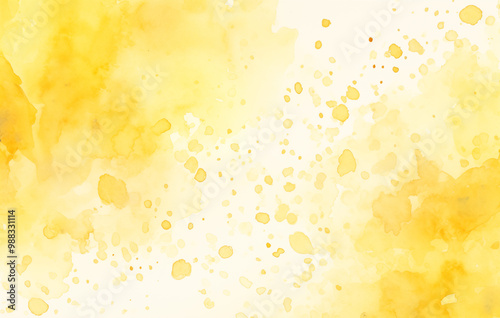 Golden Watercolor Fantasy Background: This vibrant and colorful watercolor painting creates a captivating and fluid backdrop. The warm yellow hues and expressive brushstrokes
