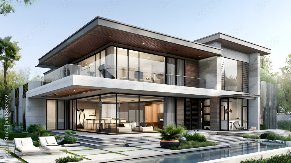 Black and white sketch of a modern luxurious house, concept of architectural design, home planning, architectural drawing Black and white sketch of a modern luxurious house, concept of architectural design, home planning, architectural drawing