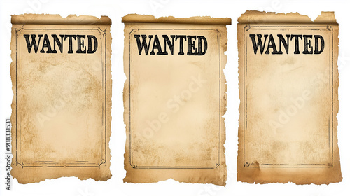 Wallpaper Mural set of wild west wanted posters isolated on white background Torontodigital.ca