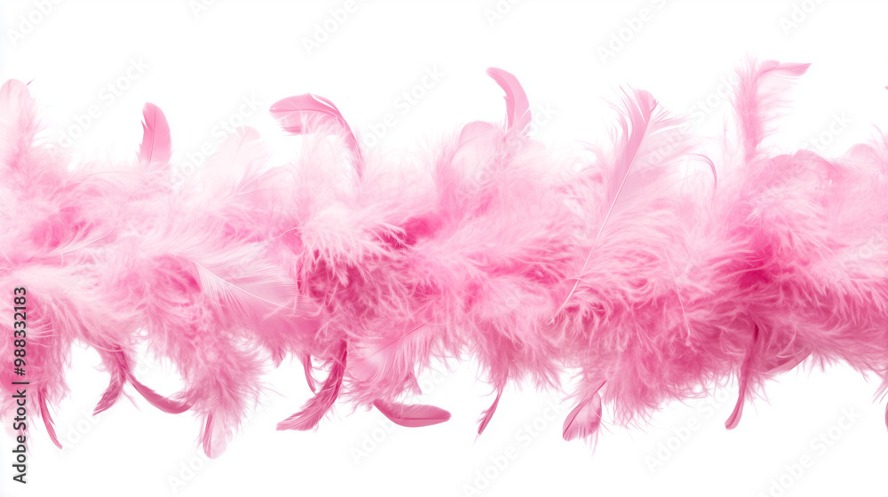 Fototapeta premium Pink feather boa isolated on white background, party isolated png like style.. Isolated on white background png like style. Created using Generative AI Technology 