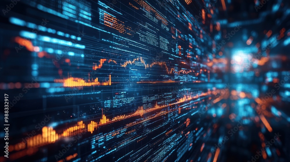 Complex blockchain structure while viewing data in the stock market area controlled by modern technology. Future technology. Modern lights. Beautiful lights. Complex blockchain structure while viewing data in the stock market area controlled by modern technology. Future technology. Modern lights. Beautiful lights.