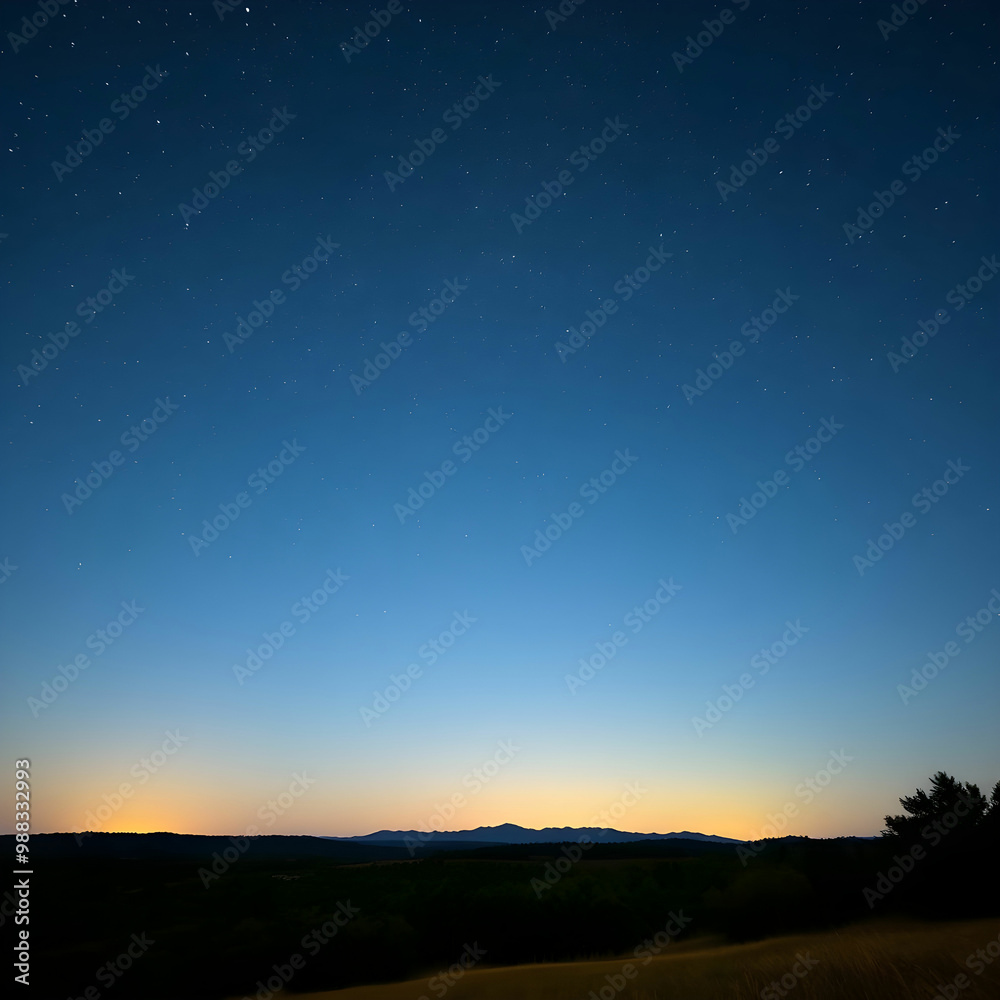 Fototapeta premium Starry clear sky view with nature landscape