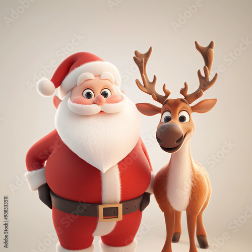 Merry Christmas 3D cartoon Santa wallpaper background