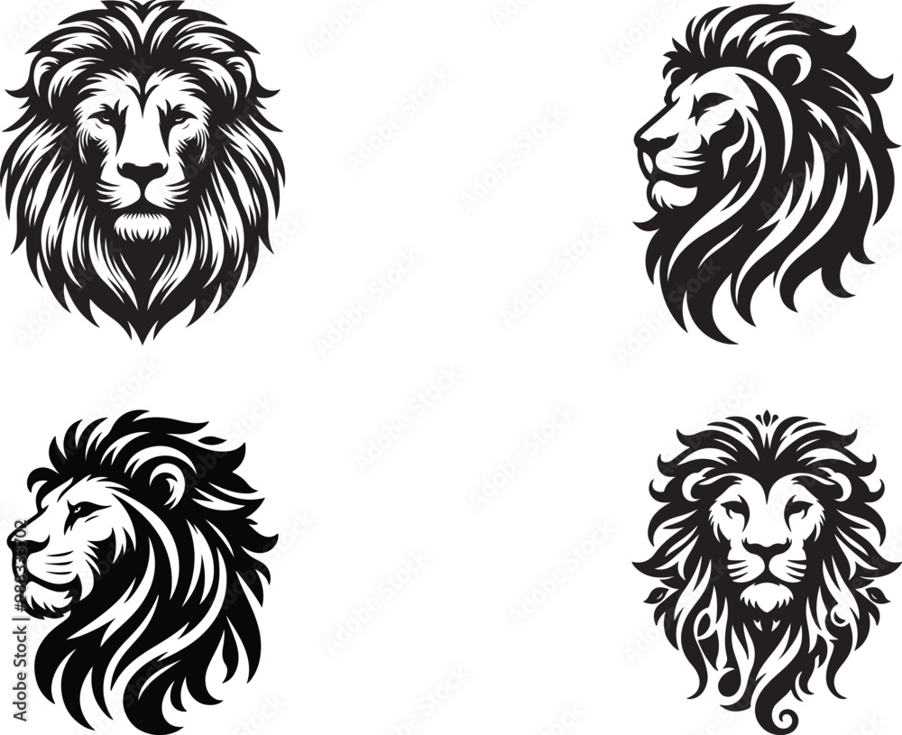 Lion head, lion face vector art illustration, on a isolated background. Lion head, lion face vector art illustration, on a isolated background.