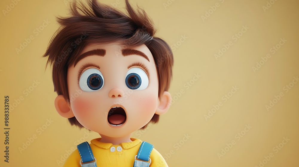 Surprised Cartoon Boy 3D Illustration Surprised Cartoon Boy 3D Illustration