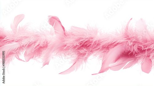 Pink feather boa isolated on white background, party isolated png like style.. Isolated on white background png like style. Created using Generative AI Technology 