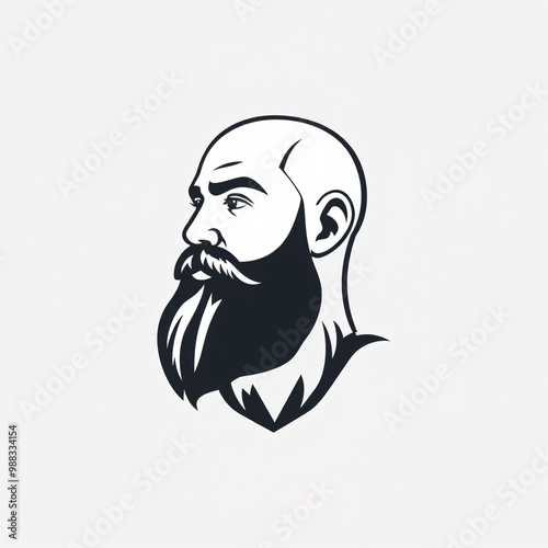 Stylized illustration of a man with a beard in profile view, showcasing detailed facial features against a plain background