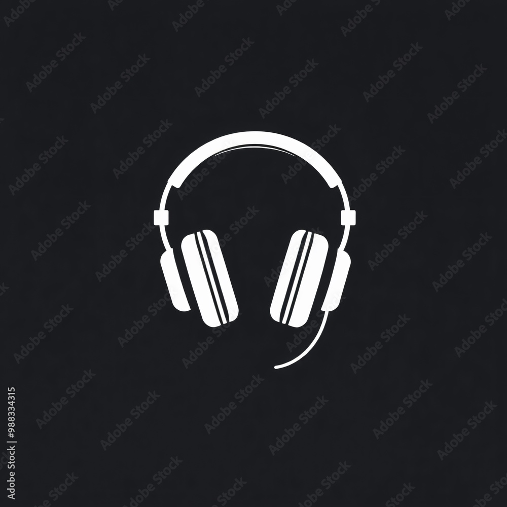 Stylish white headphones with a microphone against a solid black background showcasing modern audio design Stylish white headphones with a microphone against a solid black background showcasing modern audio design