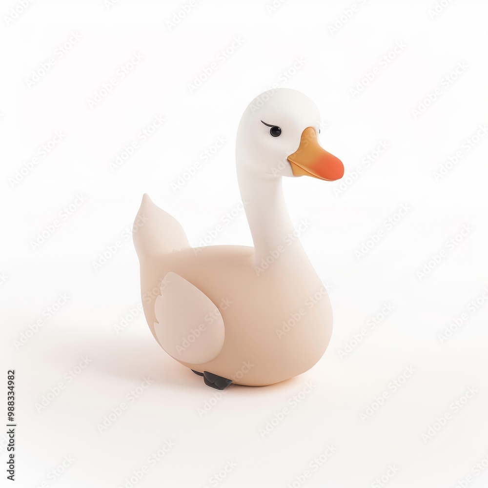 Cute, funny swan in 3D style on a white background
Cute, funny swan in 3D style on a white background