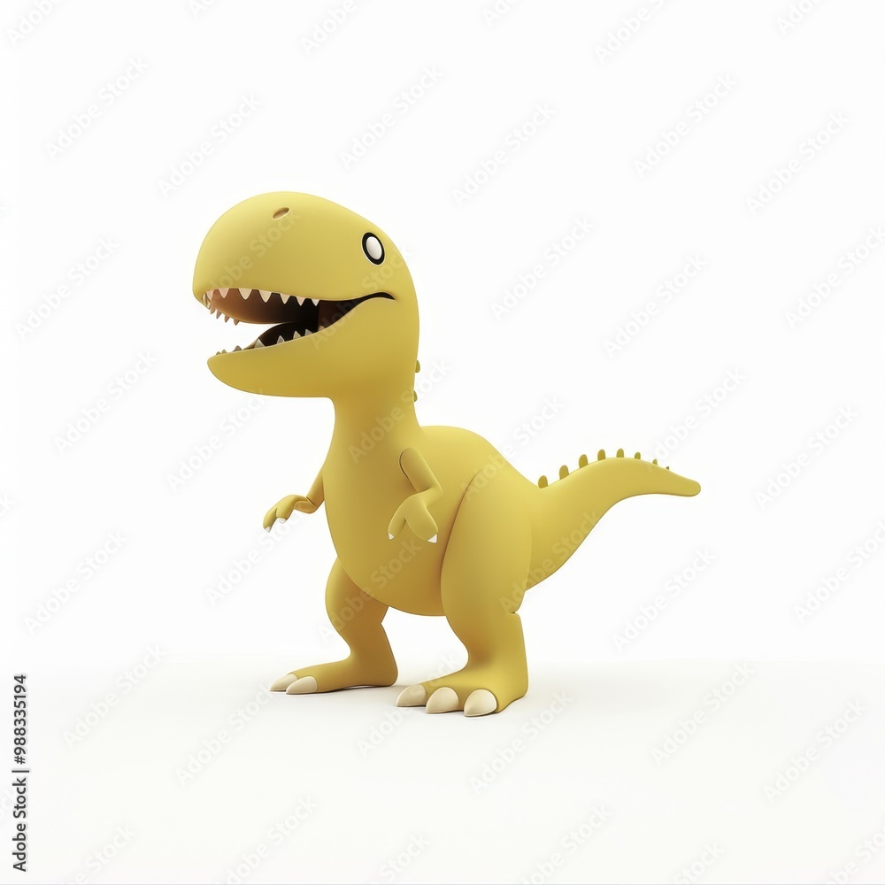 Naklejka premium Cute, funny tyrannosaur in 3D style on a white background 