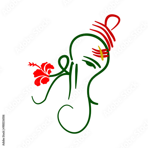 lord ganesha face with shri text design