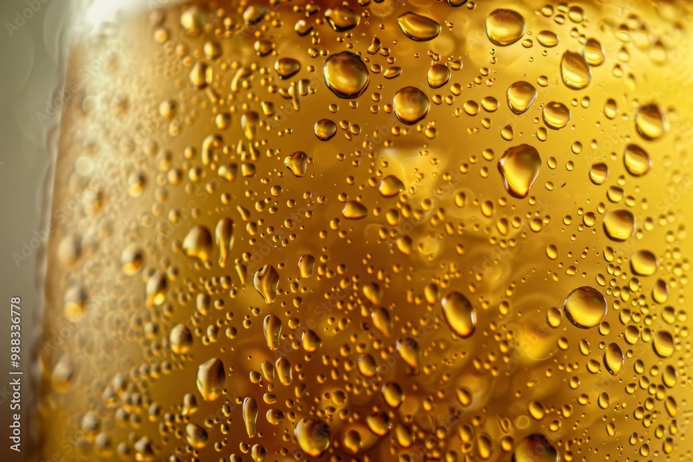 Beer Glass Condensation Texture Background, Cold Wine Bottle Mockup, Golden Bubbles Beer Glass Condensation Texture Background, Cold Wine Bottle Mockup, Golden Bubbles