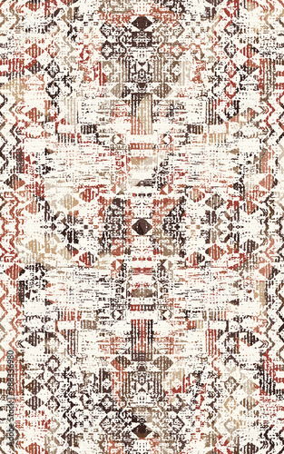 Kilim Pattern Rugs and Carpets for print with Grunge and distressed texture 