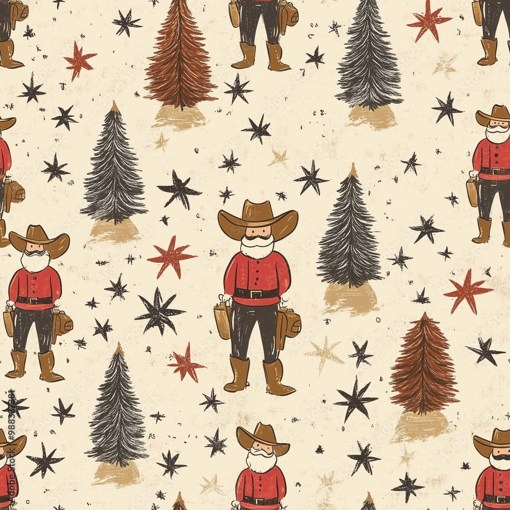 Christmas Pattern, Holiday Design, Cowboy Christmas, Country Western Themed Pattern, Cowboy Santa, Holiday Horses, Custom Design Christmas Pattern, Holiday Design, Cowboy Christmas, Country Western Themed Pattern, Cowboy Santa, Holiday Horses, Custom Design