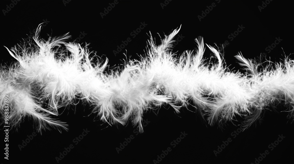White feather boa isolated on black background, party isolated png like style.. Isolated on black background png like style. Created using Generative AI Technology
White feather boa isolated on black background, party isolated png like style.. Isolated on black background png like style. Created using Generative AI Technology