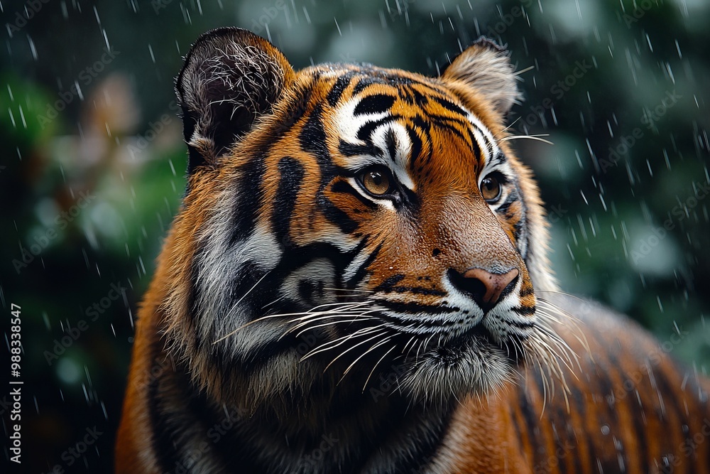 Fototapeta premium A close up of a tiger in the rain