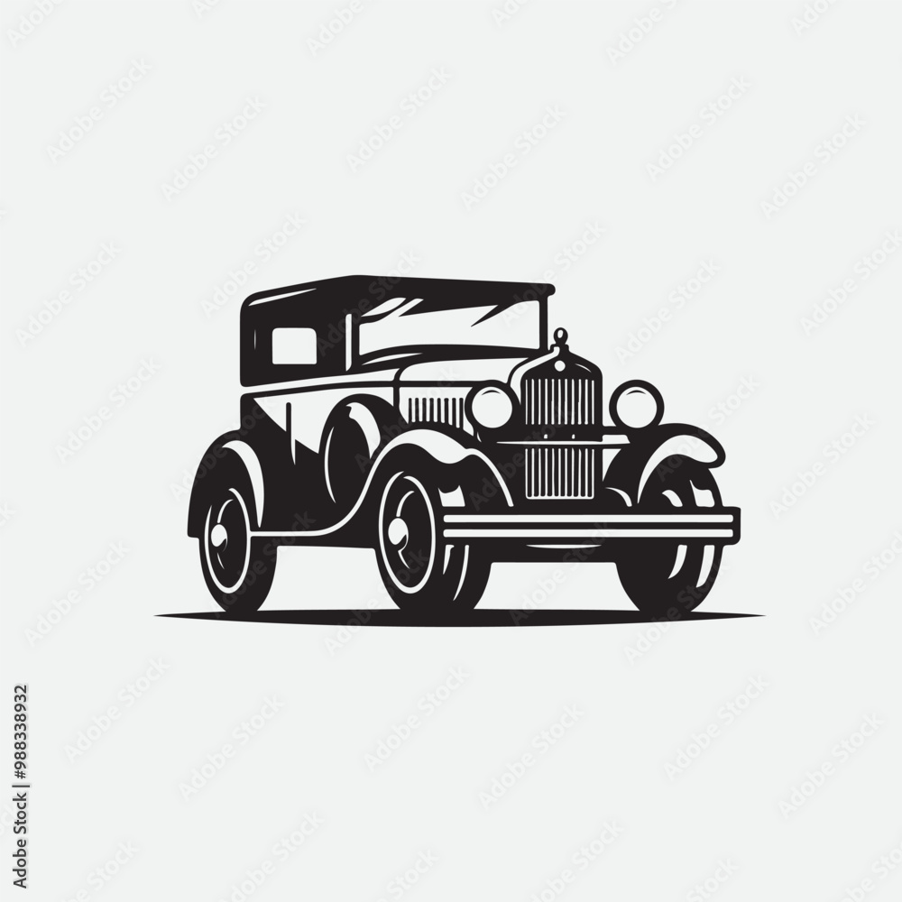 Fototapeta premium Classic retro car illustration logo vector. Classic muscle car vector labels, emblems and badges set. Retro vehicle, old automotive transportation logo illustration