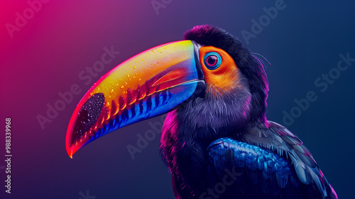 A toucan isolated on gradient background