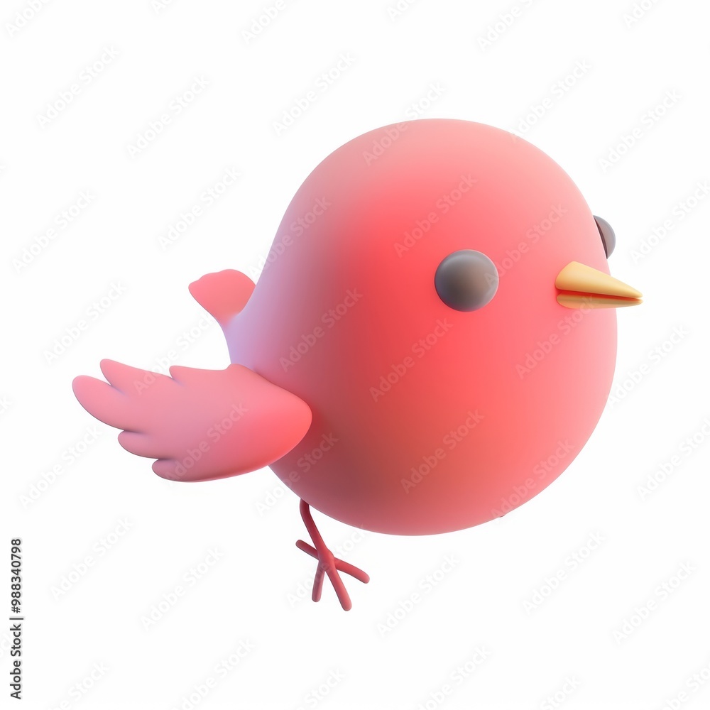 bird in 3D style on a white background bird in 3D style on a white background