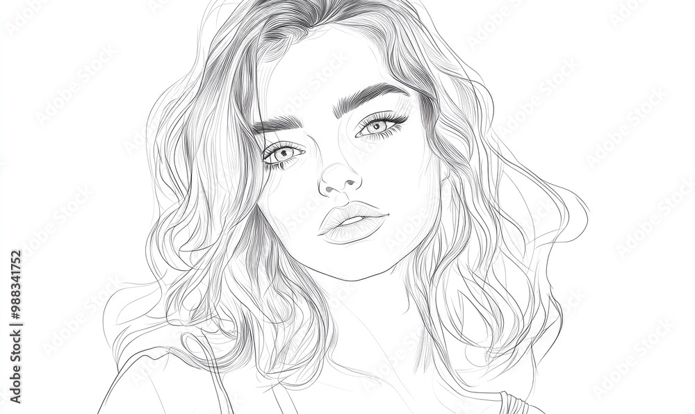 Line art depiction of a sketch or portrait illustration Line art depiction of a sketch or portrait illustration