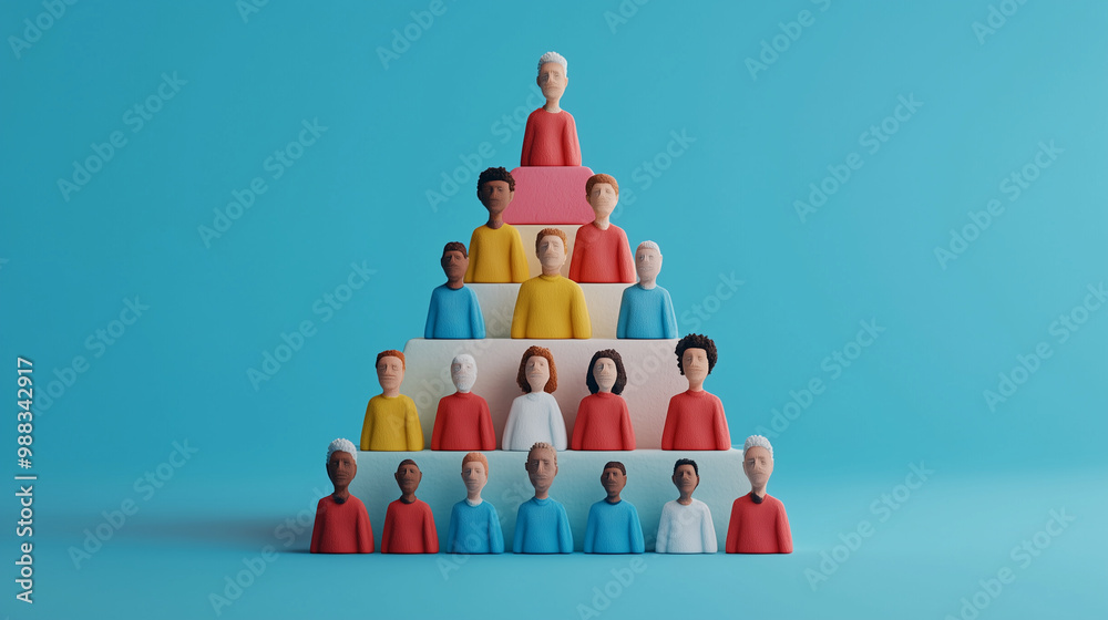 3D clay render of a population pyramid of workforce age distribution, isolated on a cerulean background. 3d resident. Illustrations
3D clay render of a population pyramid of workforce age distribution, isolated on a cerulean background. 3d resident. Illustrations