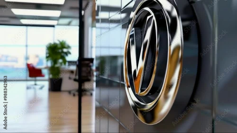 Logo Mockup on Office Wall with 3D Glossy Metal Effect 3d, car, metal ...