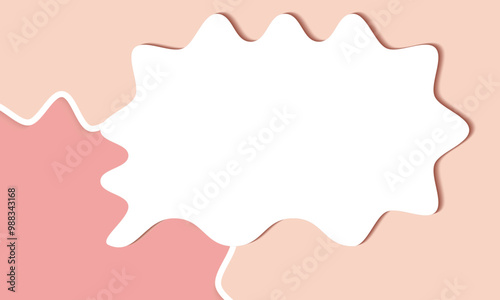 Abstract Pink and White quoted frames template Background. Minimalist Dual-Tone Pink Design. Pastel Pink background, paper color. wavy design illustration. Modern Fluid border on pastel 