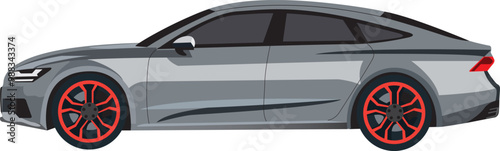 Realistic car side view gray color design.Vector art