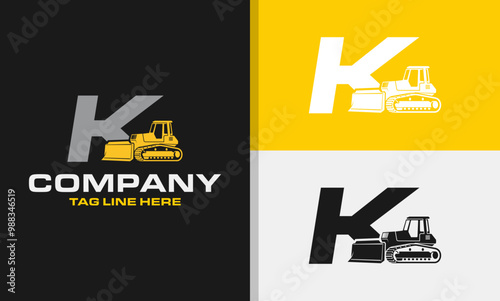 The Bulldozer Letter K Logo Design