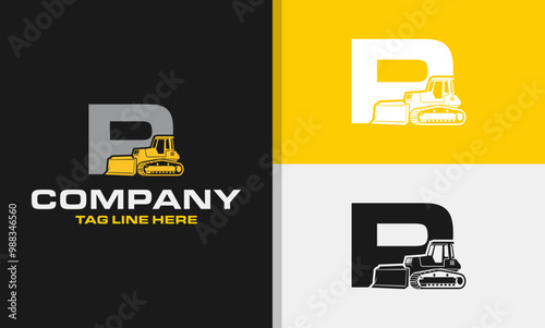 The Bulldozer Letter P Logo Design