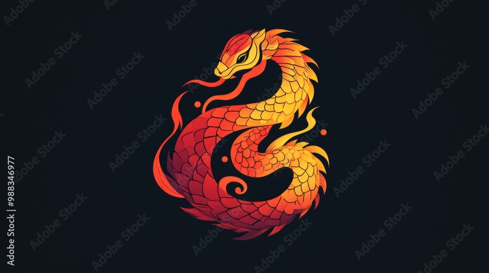 Snake logo for Chinese New Year 2025, representing the zodiac snake symbol. Flowing, fluid shapes with curved lines in an abstract pattern embody the essence of a snake's movement. Snake logo for Chinese New Year 2025, representing the zodiac snake symbol. Flowing, fluid shapes with curved lines in an abstract pattern embody the essence of a snake's movement.
