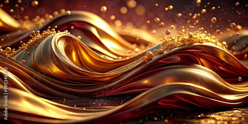 Golden Accents Swirl Amidst Maroon Waves, Bronze Undertones Shifting in Soft Focus