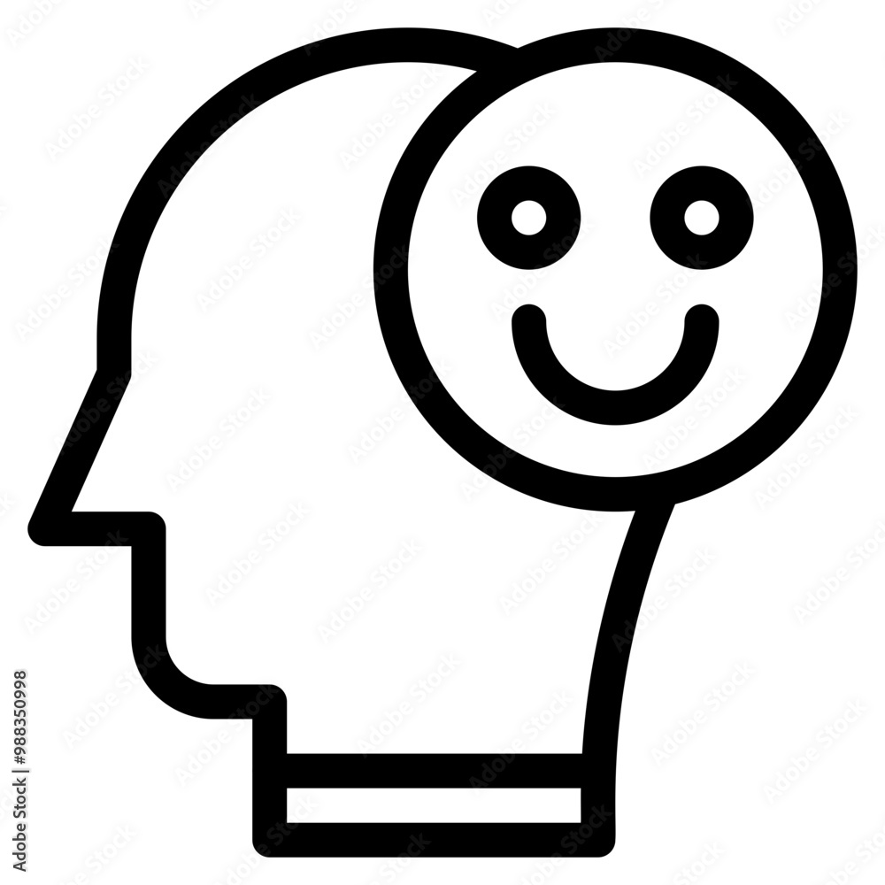 Vector Icon happy, mind, thought, user, human brain Vector Icon happy, mind, thought, user, human brain