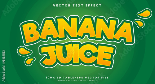 Banana  Juice 3d editable text effect template suitable for Tropical fruit theme