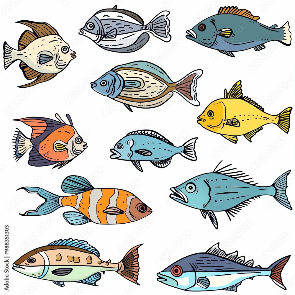 Fish flat icon, mackerel shape, minimal fishing symbol, tuna silhouette, salmon sign, color fish Fish flat icon, mackerel shape, minimal fishing symbol, tuna silhouette, salmon sign, color fish