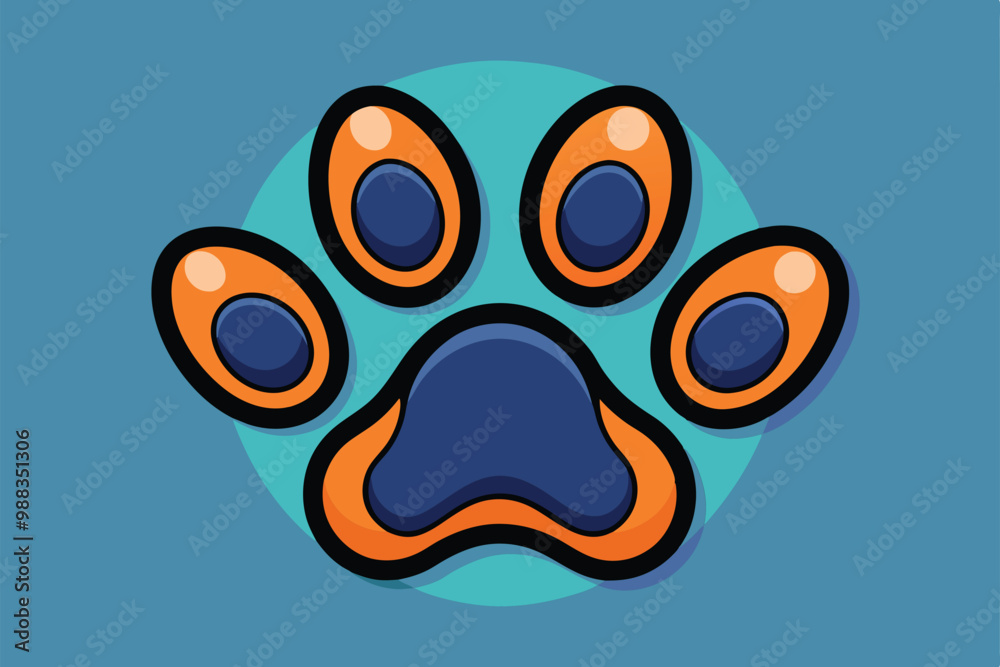 Fototapeta premium A vibrant, disproportionate illustration of a dog paw featuring bright colors, perfect for customization or creative design applications.
