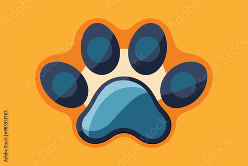 A vibrant and customizable semi-flat illustration of a dog paw, perfect for artistic projects and designs depicting pet themes. photo