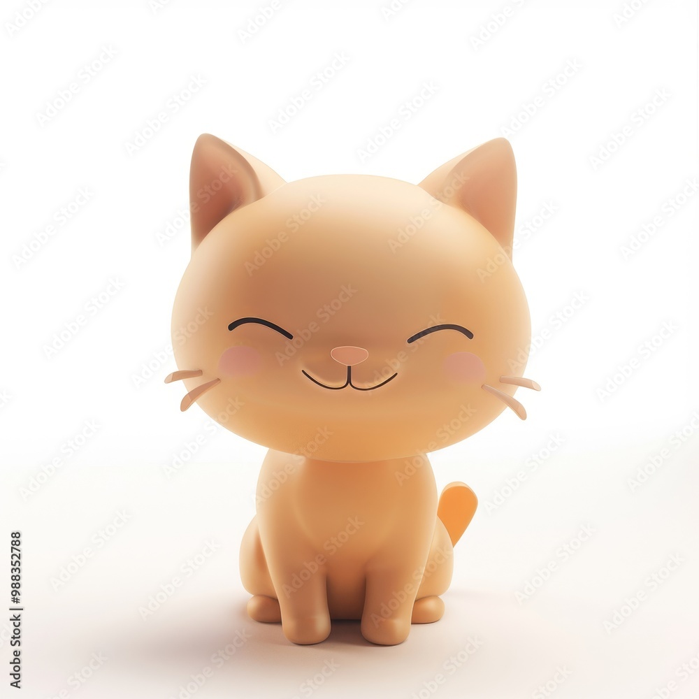 Naklejka premium Cute cat in 3D style on a white background 