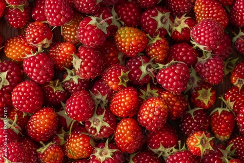 Salmonberry texture background, Rubus spectabilis fruits pattern, many salmonberries mockup, bramble berries