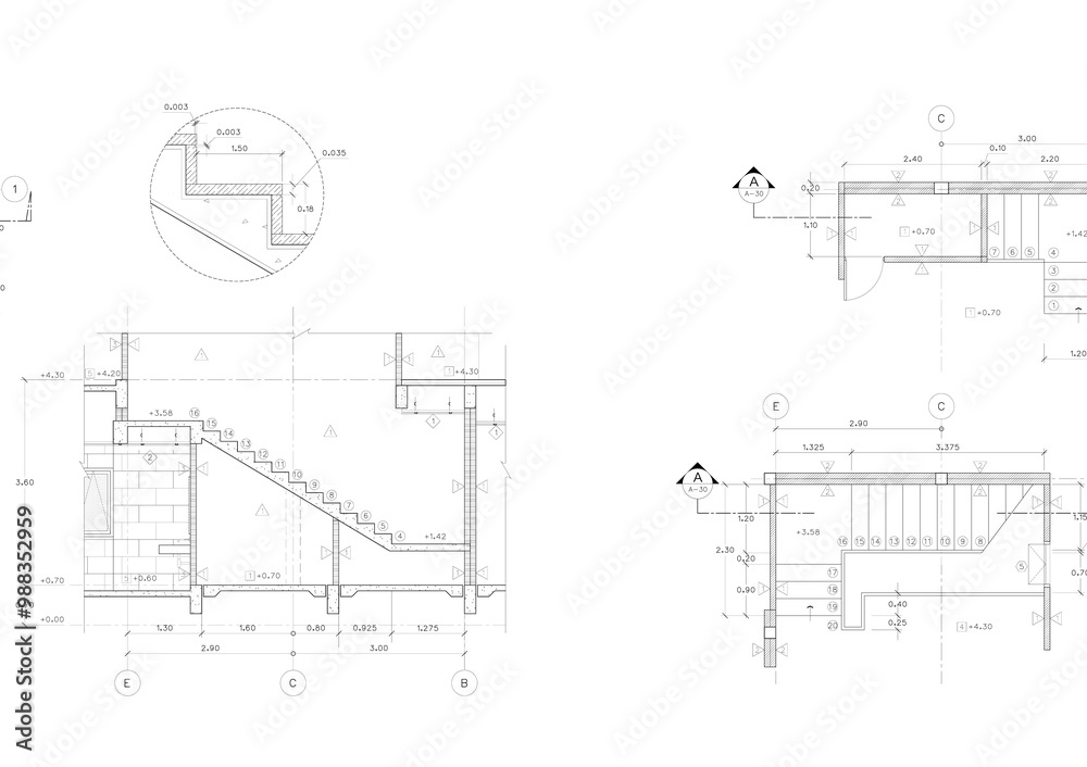 Floor plan designed building on the drawing. Floor plan designed building on the drawing.